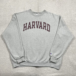 Harvard Univeristy Sweatshirt Mens XL Gray Champion Crewneck Pullover Sweater